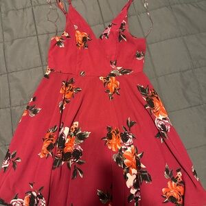 flare v neck short dress